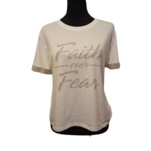Night Studio Women's Size Medium White Sparkly T-Shirt